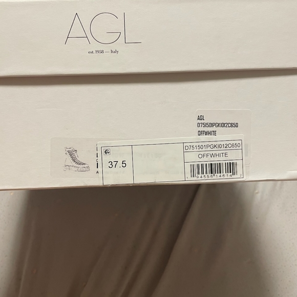 AGL DROMO leather biker boot off white women size EU 37.5 or US 7.5 - Picture 7 of 10